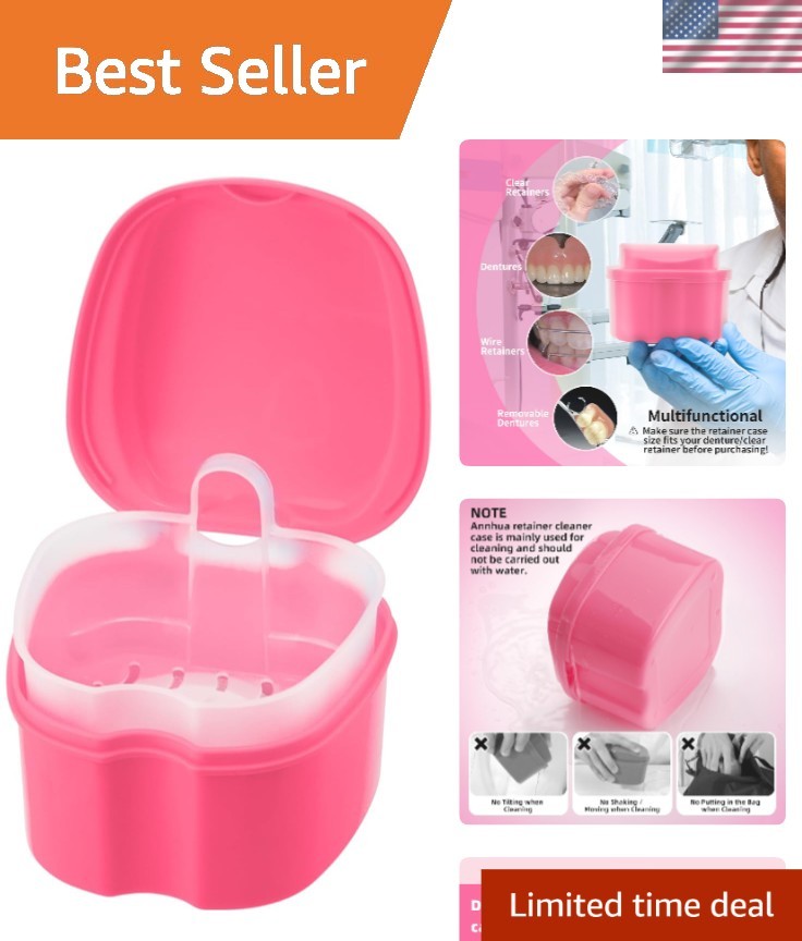 Compact Denture Storage Box with Strainer – Perfect for Retainers & Mouth Guards