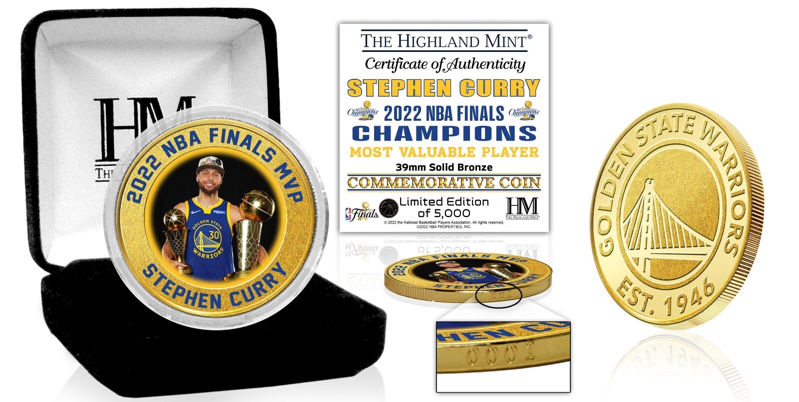 2022 STEPHEN CURRY WARRIORS NBA FINALS MVP BRONZE MINT COLORED COIN