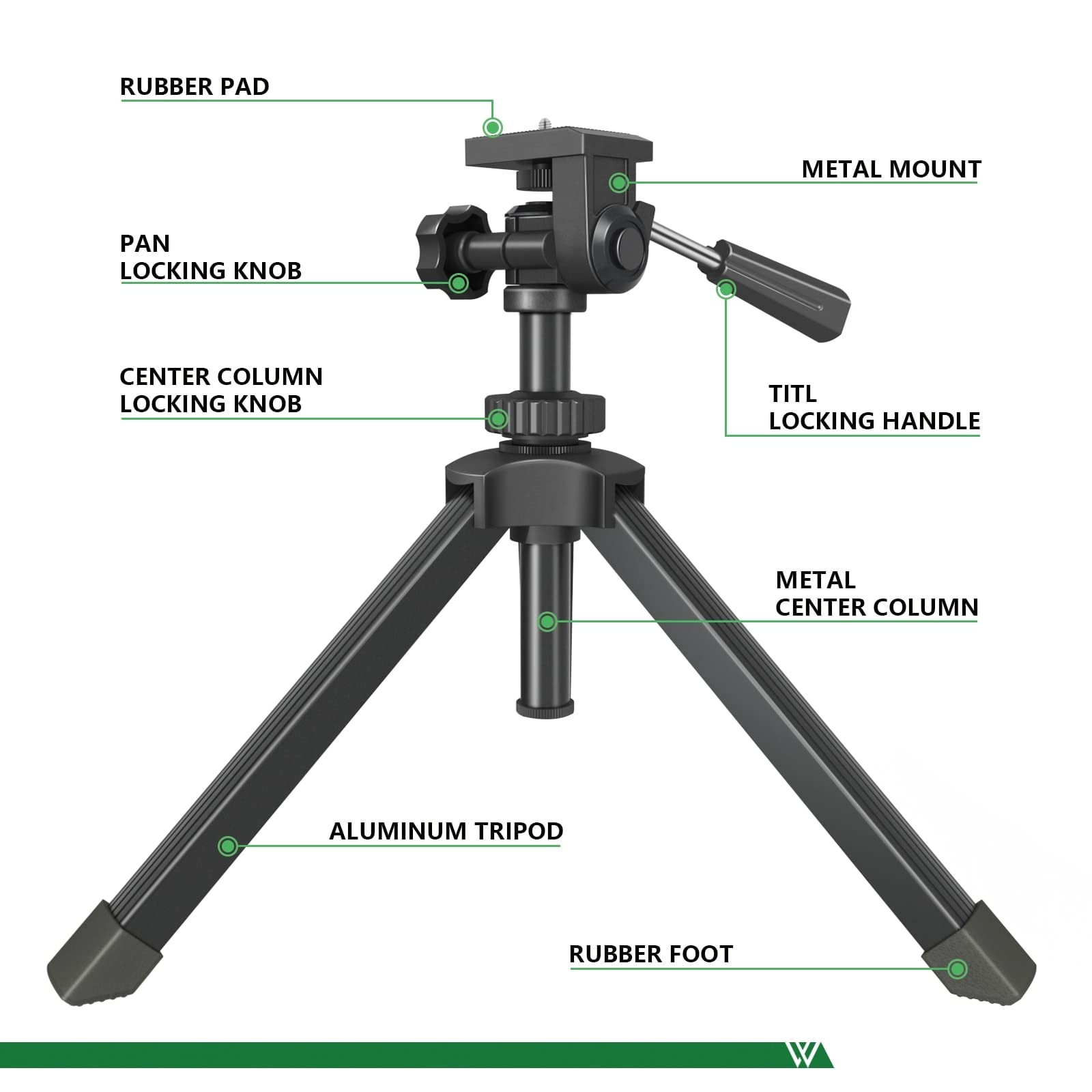 Compact Tabletop Tripod for Spotting Scope Monocular Camera Projector, Adjust...