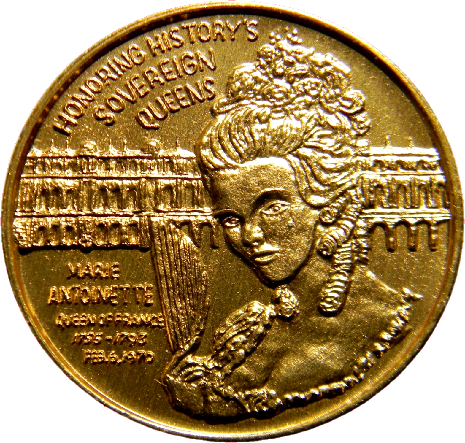 1970 Krewe Of Venus, Marie Antoinette Mardi Gras Token  (02123) Reeded Edge