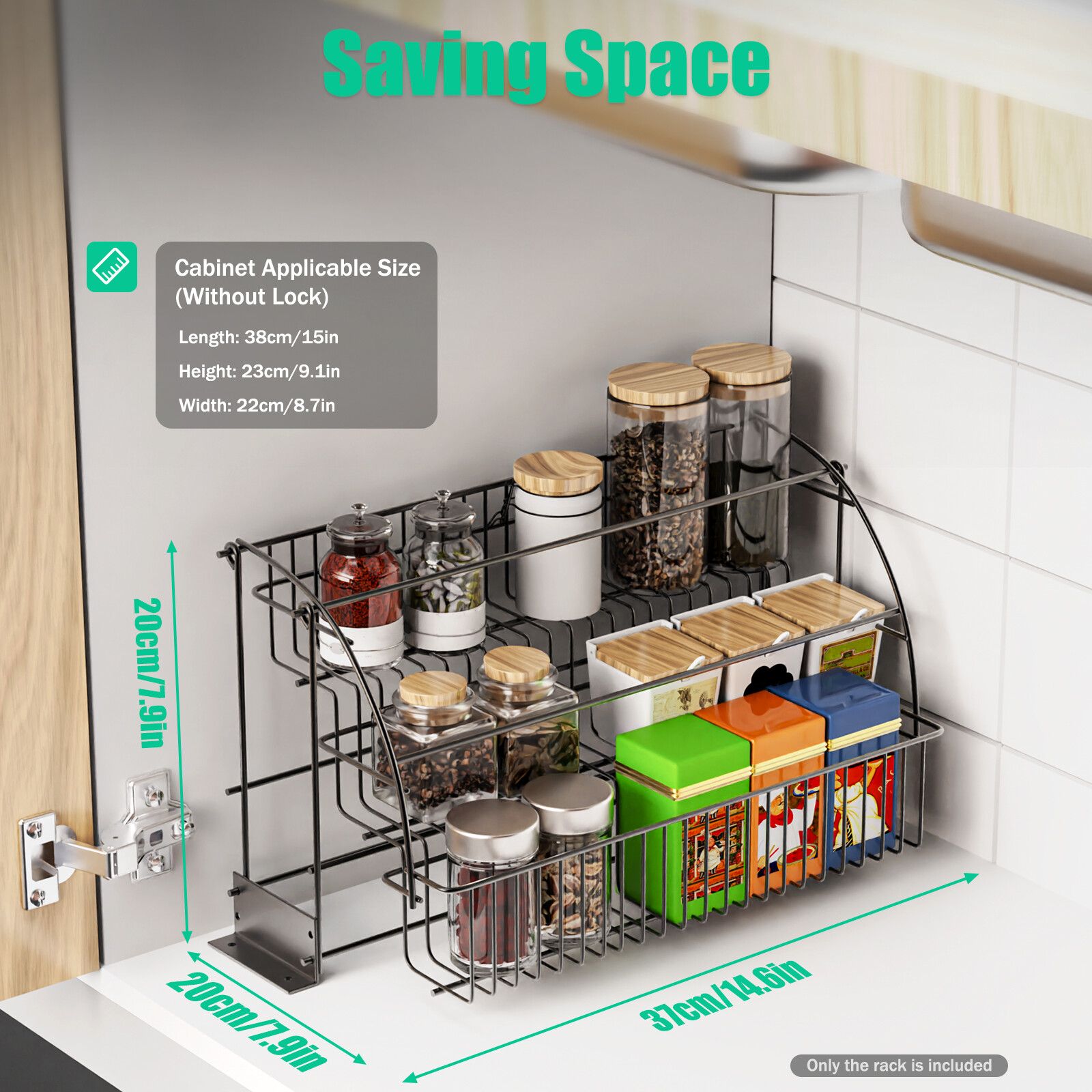 3 Layers Pull Down Spice Rack Pull Out Metal Cabinet Organizer Kitchen Stand
