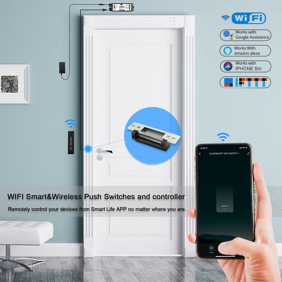 Access Control System Kit with Electric Strike Door Exit Release Buttons