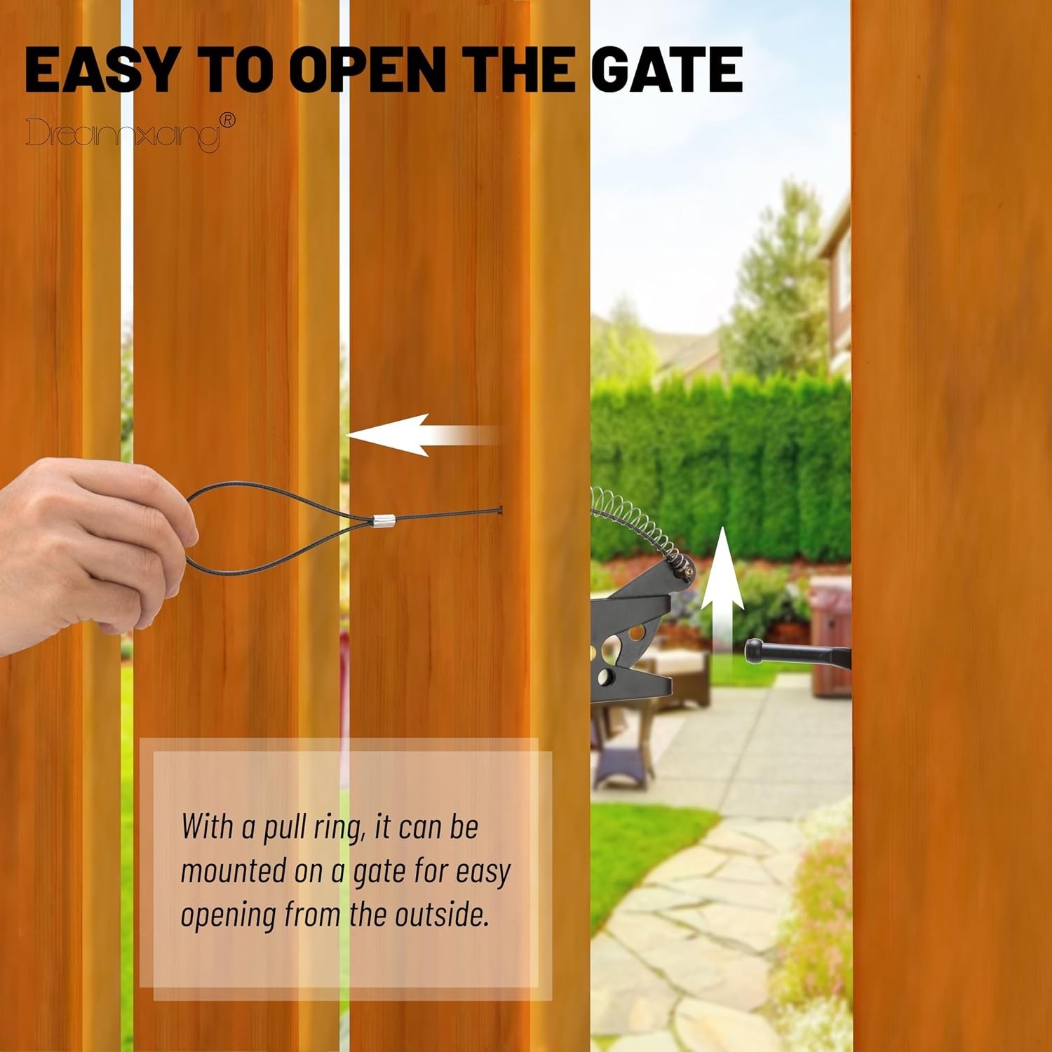 Durable Spring-Loaded Gate Latch Pull - Adjustable 2" to 6" Stainless Steel C...