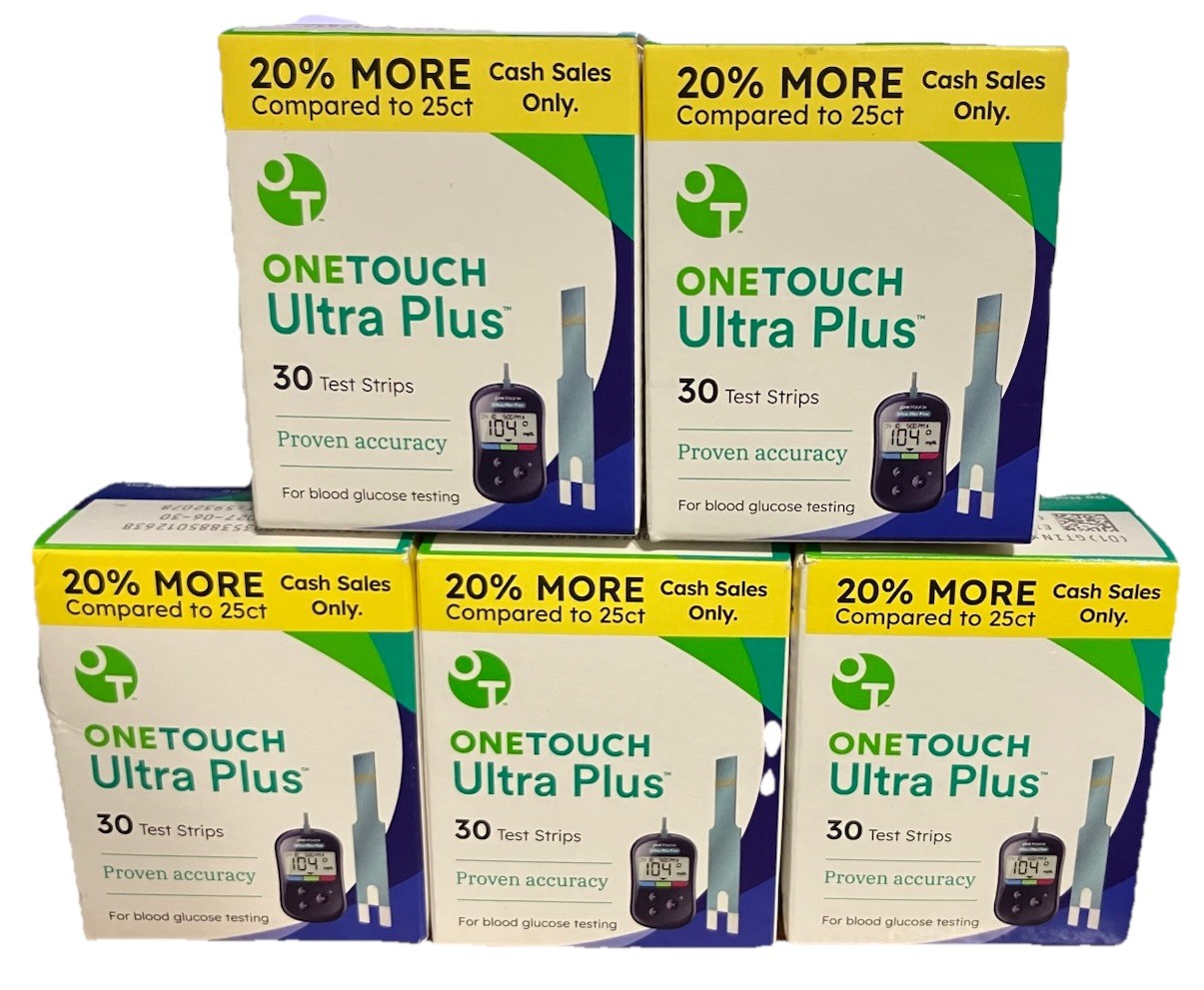 One Touch Ultra  Plus Test Strips 150 Count~(5 X 30)~Fresh~5+6/27~$41.99~FR SHIP