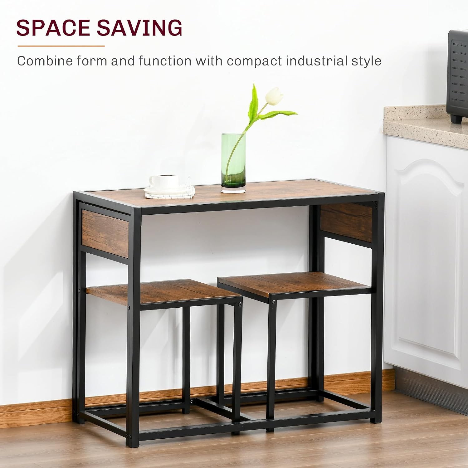Small Dining Table Set for 2, Kitchen Table and Chairs Set, Compact Dining Sets