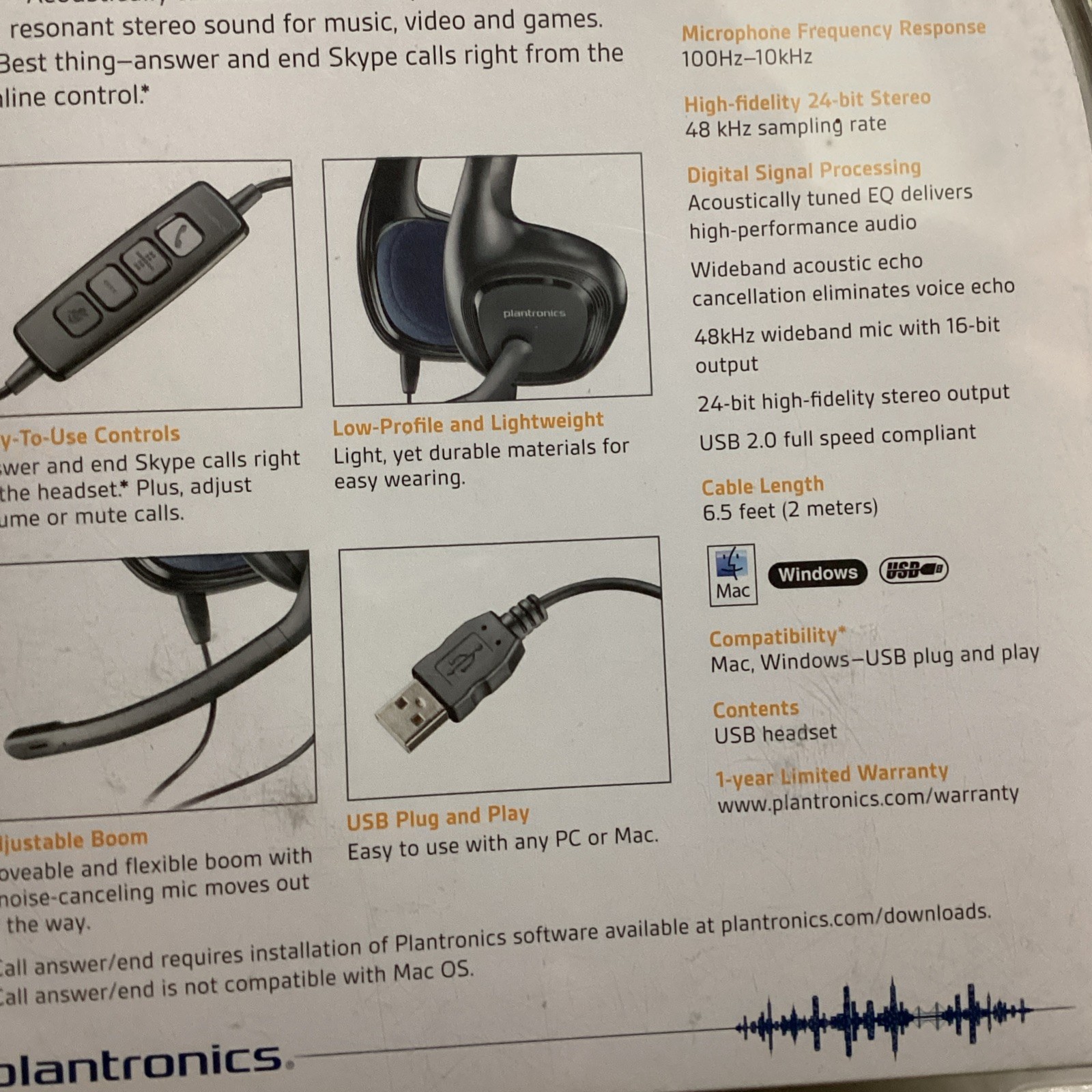 Plantronics .Audio 628 Black Headband Headsets