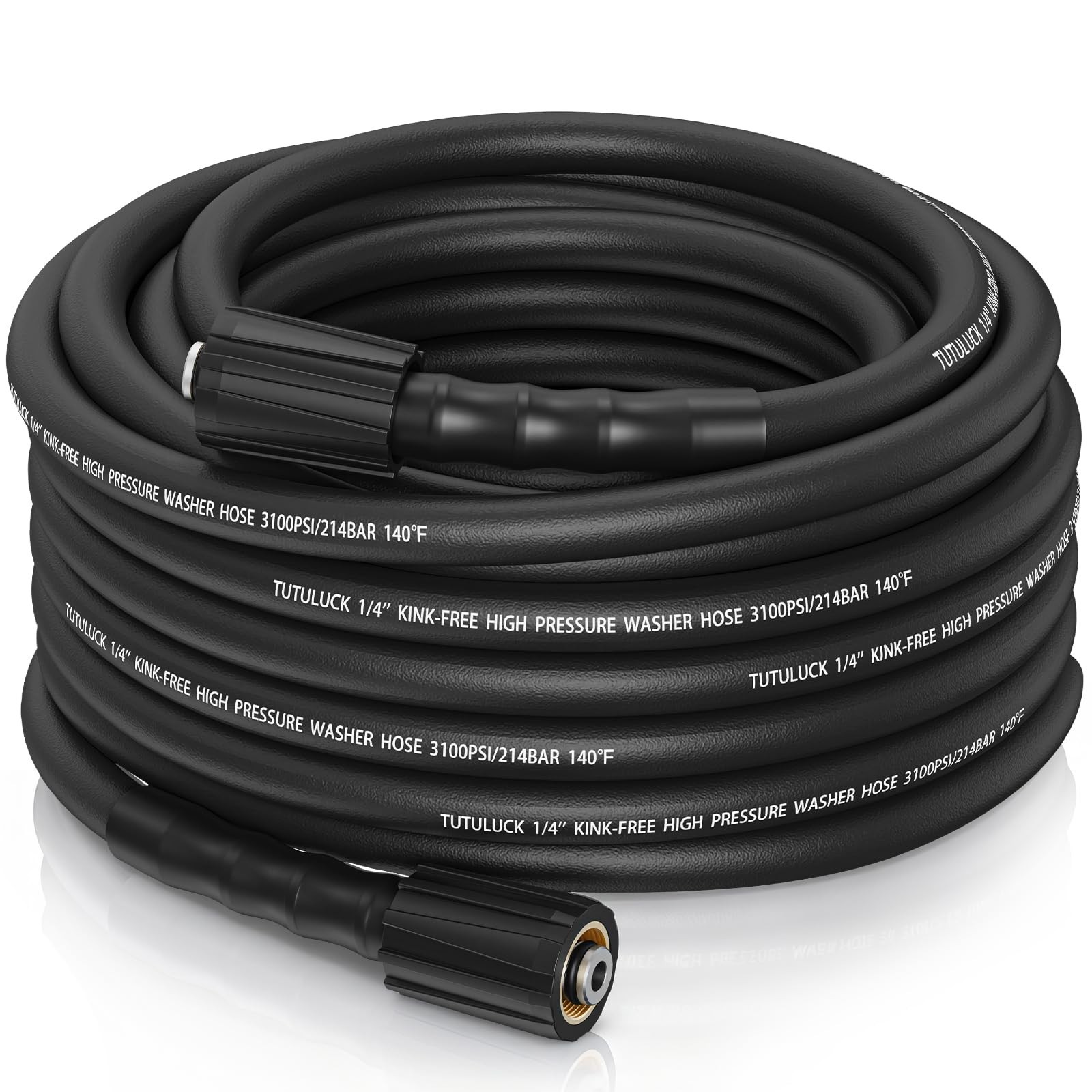 Super Flexible Kink Resistant Prevent leakage Pressure Washer Hose 50 FT,Blac...