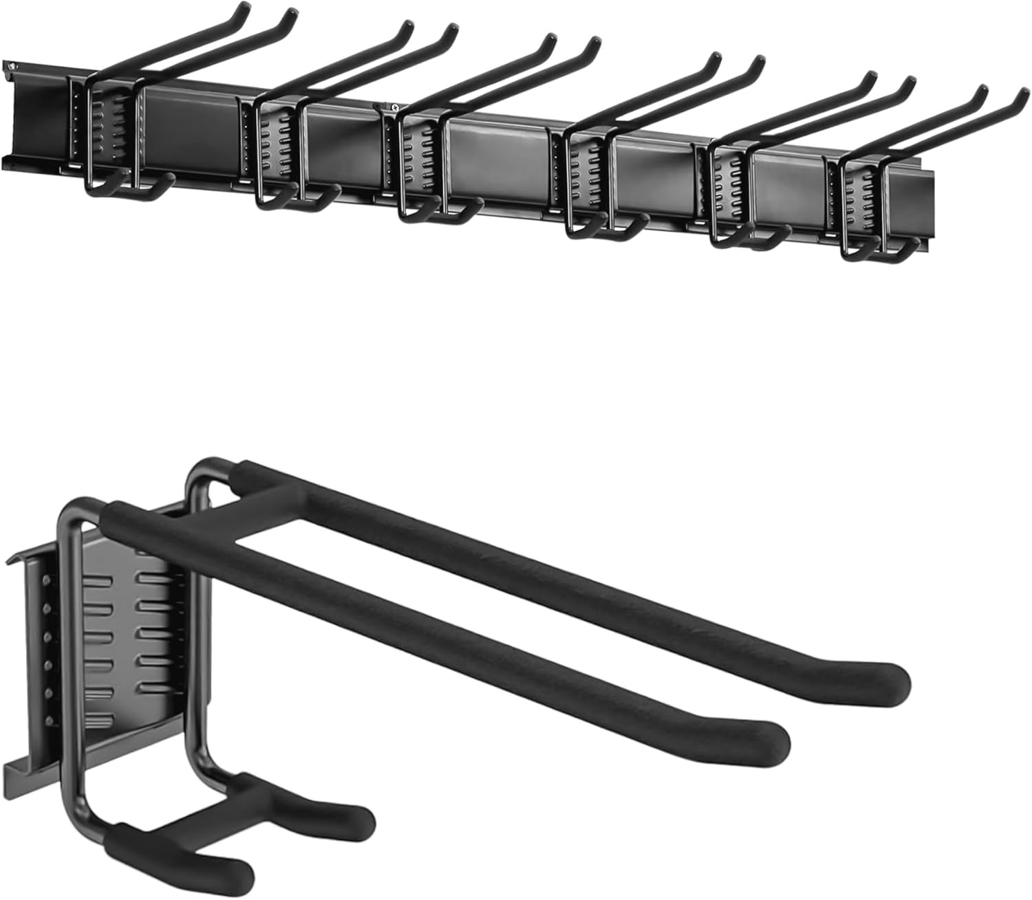 9-Piece Garage Slatwall Hook Kit – 6 Double Utility Hooks + 3 Mounting Plates (1