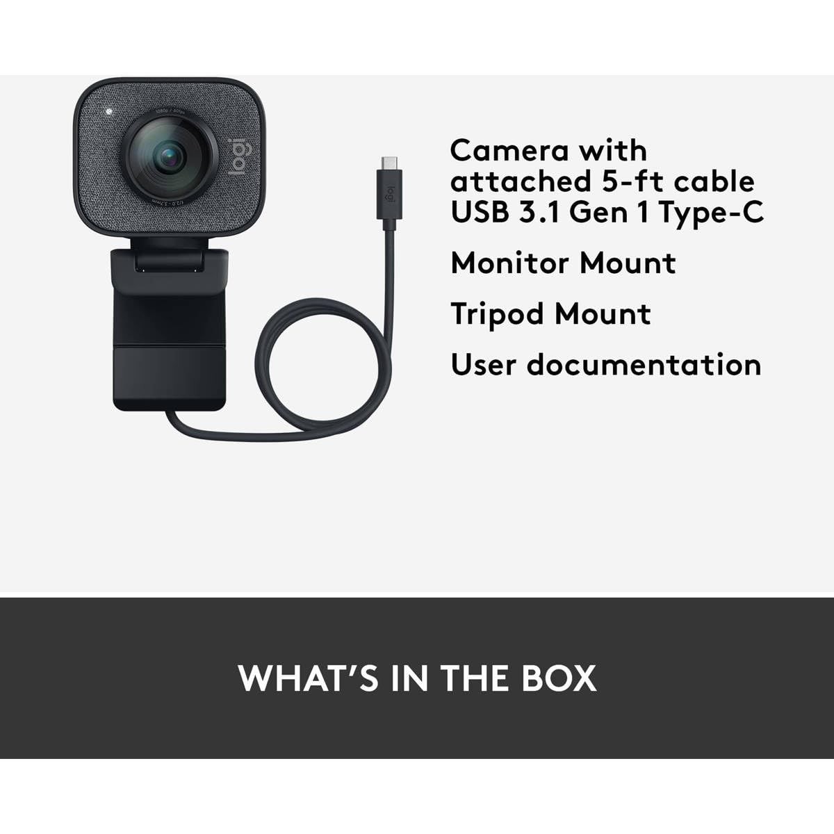 Logitech StreamCam Plus Full HD 1080p USB C Webcam Graphite