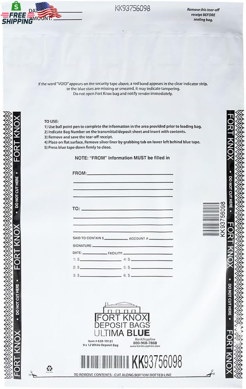 Banksupplies Ultima Blue White Deposit Bags | 9W X 12H | Pack of 500 | Discreet,