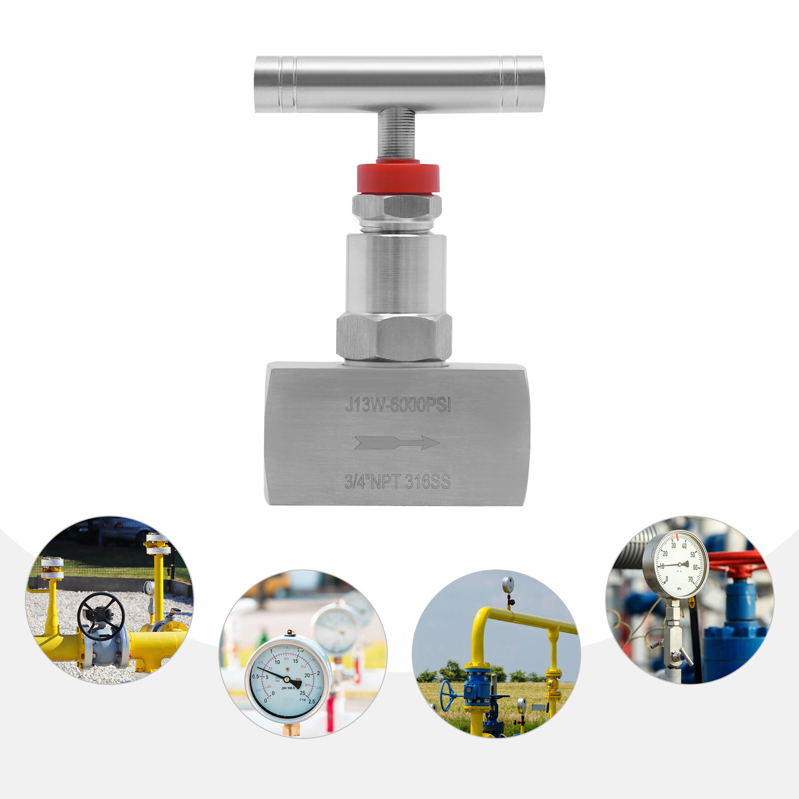 3/4'' Needle Valve 6000 PSI Stainless Steel Straight Needle Valve Hydraulic Flow