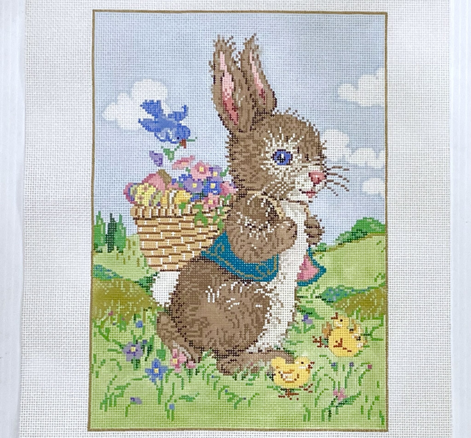 Once in Blue Moon Sandra Gilmore needlepoint canvas Spring Easter Bunny Trail