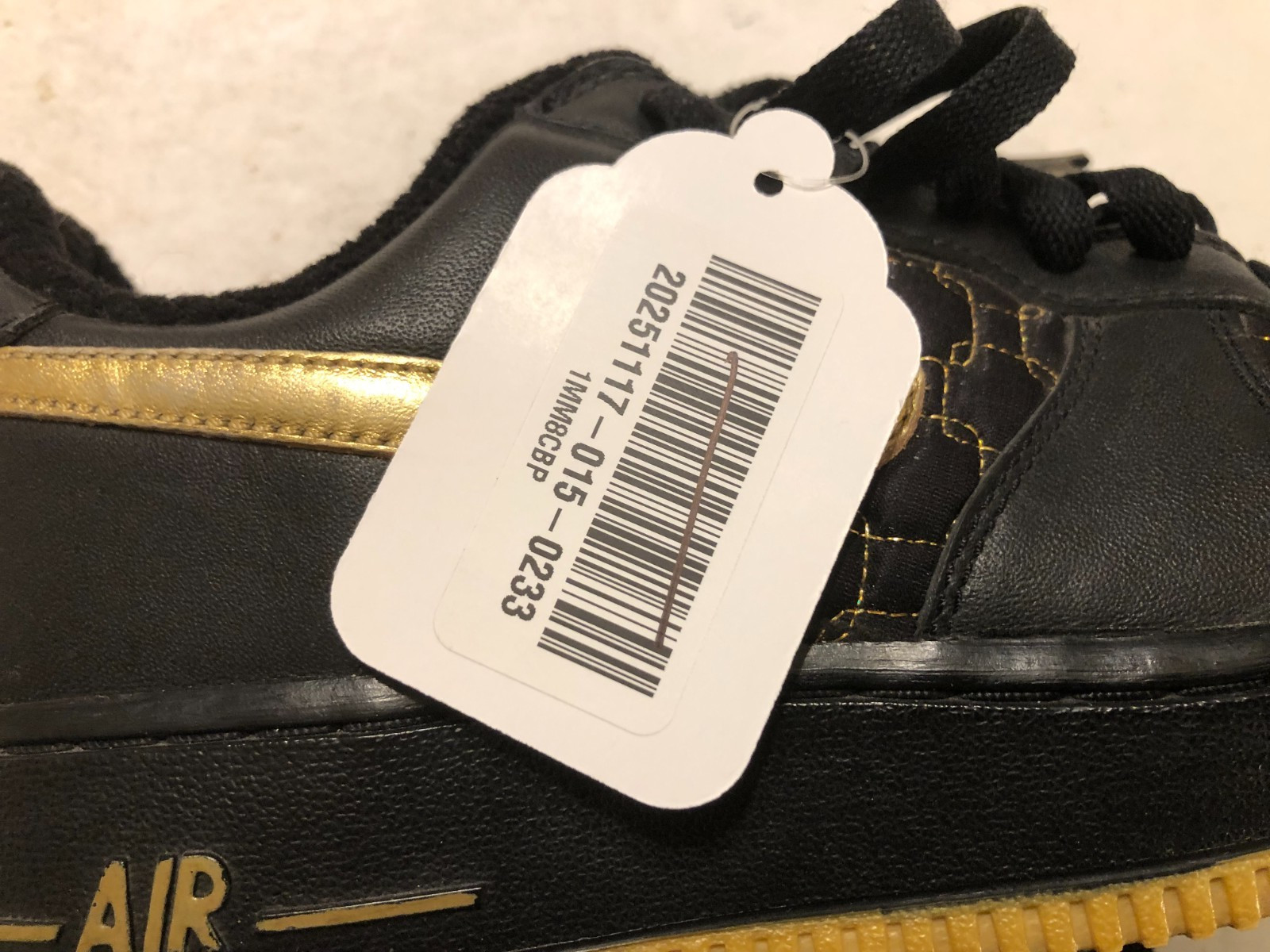 Nike Air Force 1 Low Top Black Holographic Gold Heat Vintage Unisex Sneakers 7.5