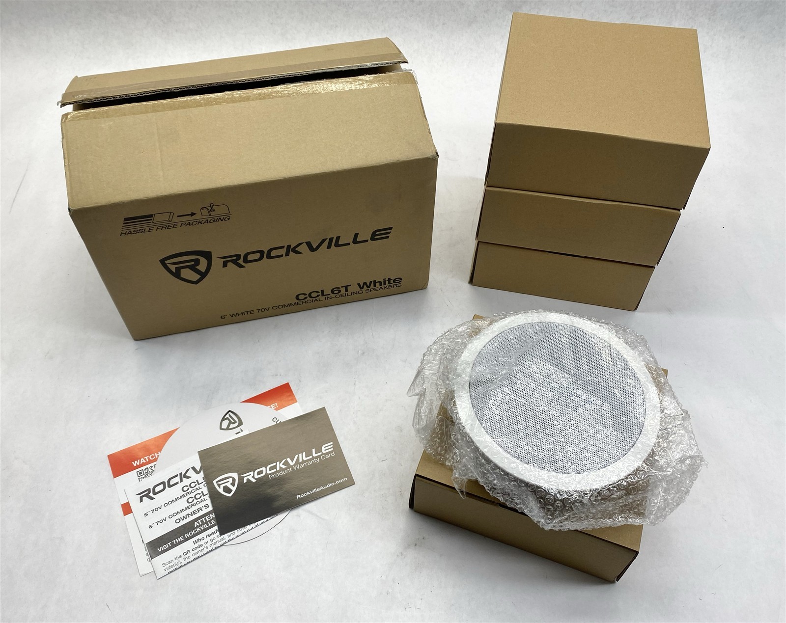 Rockville CCL6T White 70V 6" Commercial In-Ceiling Speakers LOT 4 New