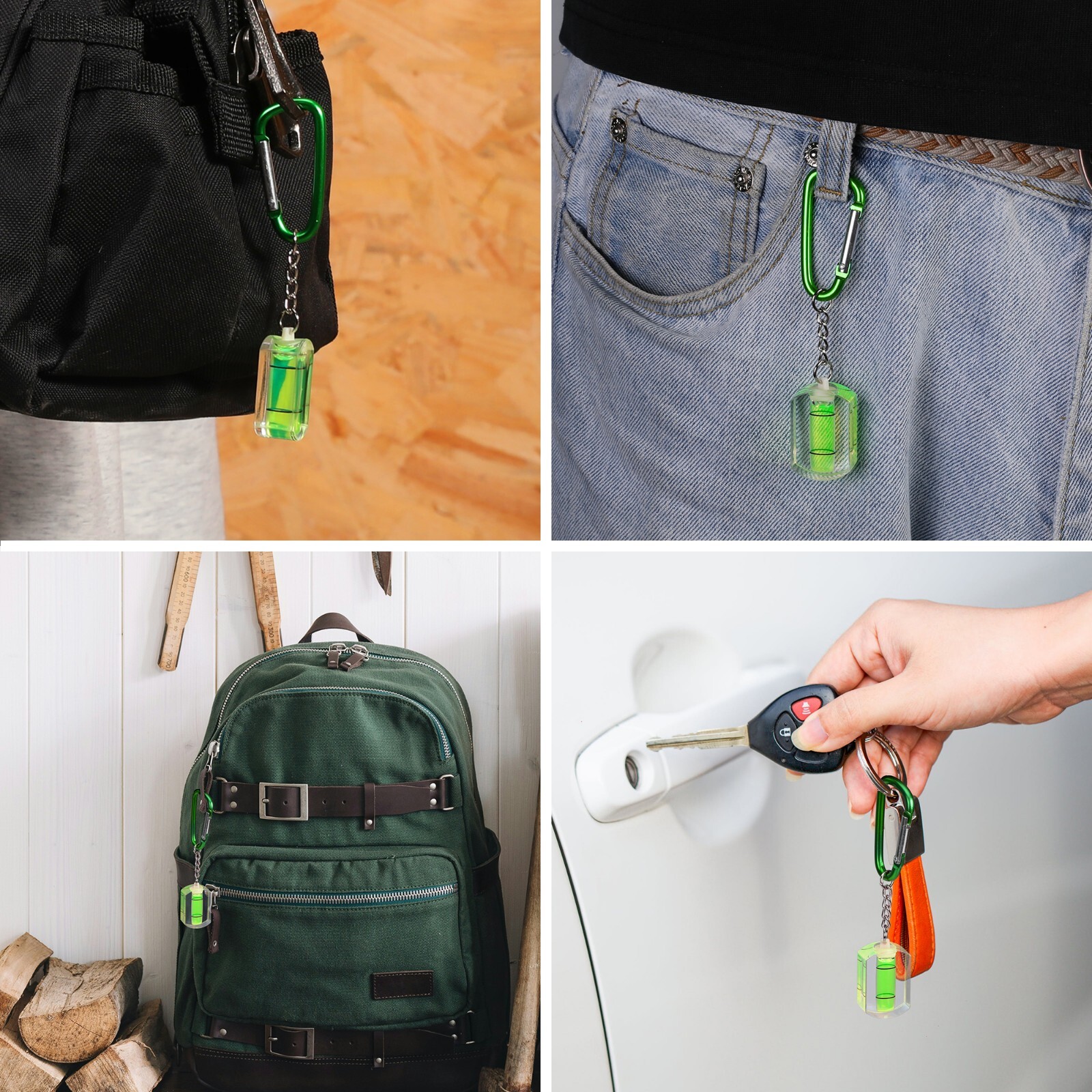 3-Pack Small Bubble Level with Keychain Mini Pocket Tool Spirit Level