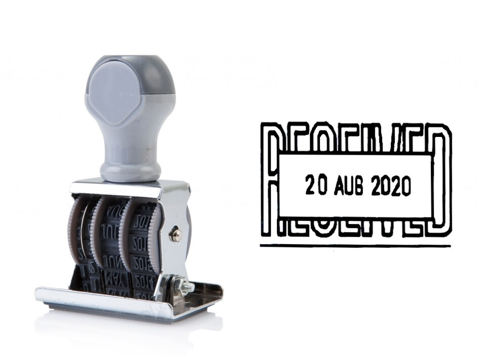 “RECEIVED” Rubber Date Stamp Date Month Year 2023-2034 Wheels Stamper Tool