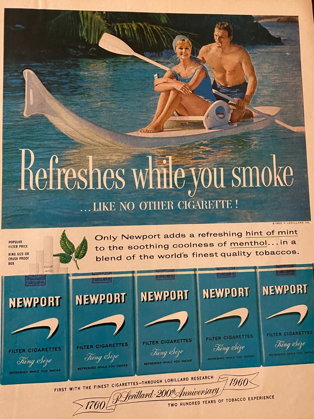 Newport Cigarettes, Full Page Vintage Large Format Print Ad