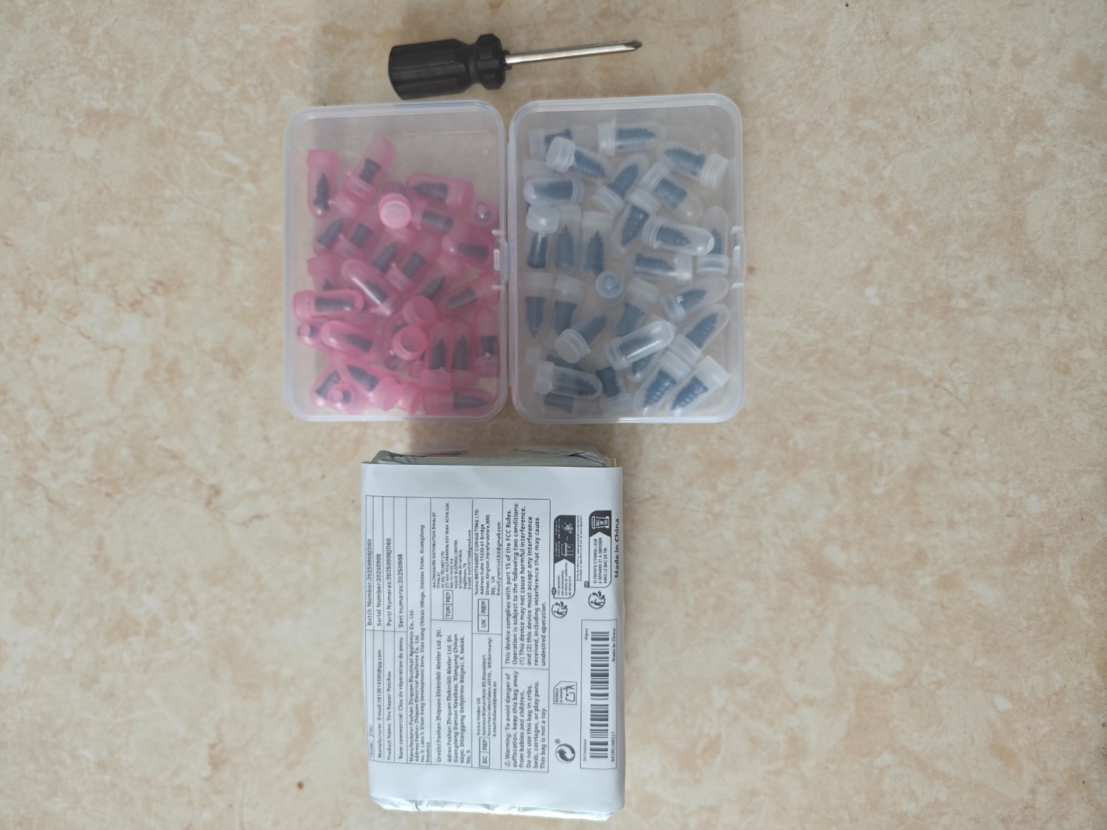 70Pcs Tire Repair Rubber Nails Tyre Puncture Repair Screws Kit w/ Screwdriver
