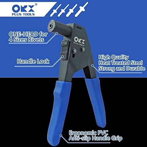 ORXPLUS Tools 90 Degree Plastic Rivet Gun Kit with 40 Poly Rivets | Right