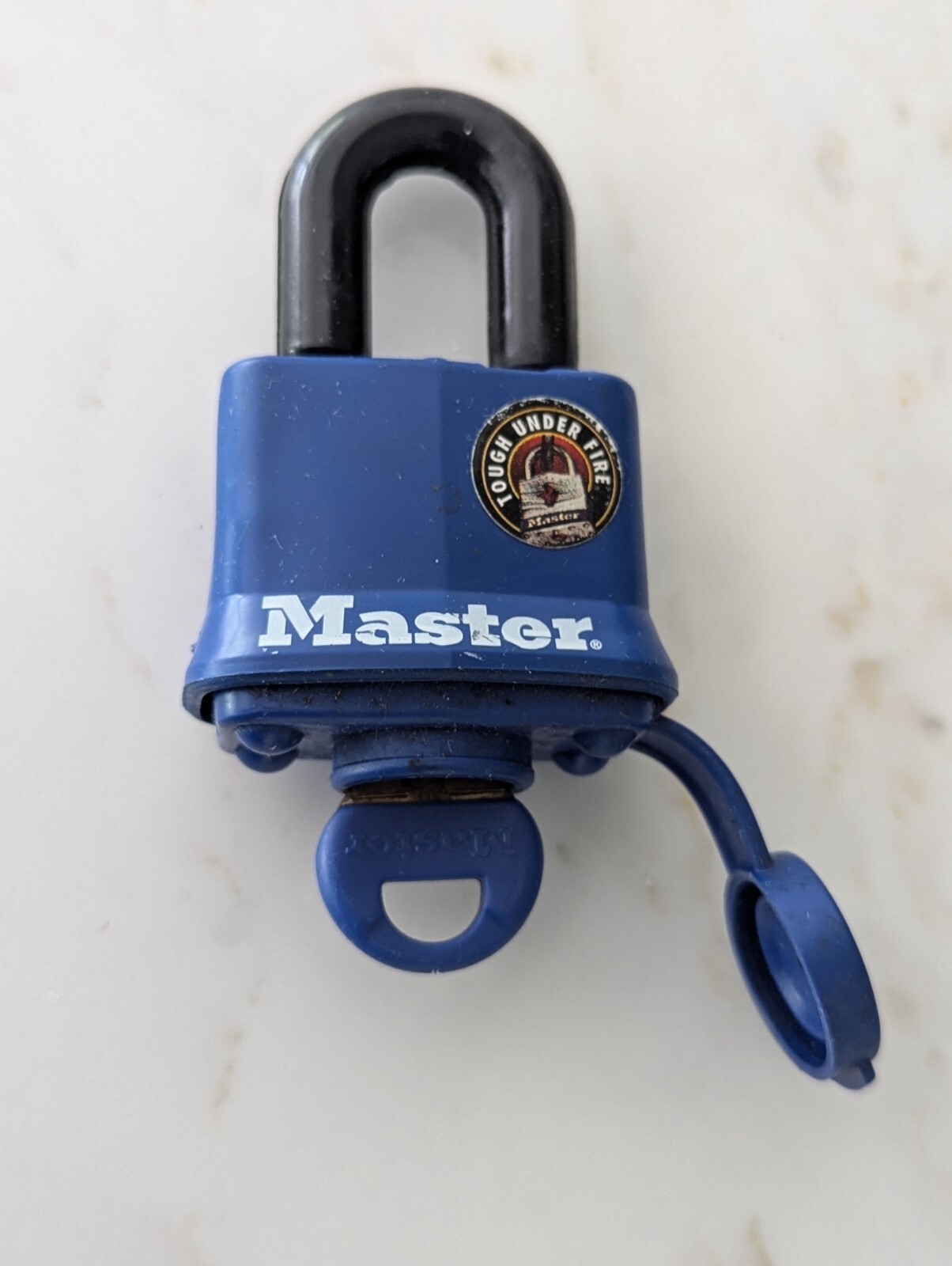 Master Lock Tough Under Fire Rubber Coated Pad Lock w/1 Key (NOS)