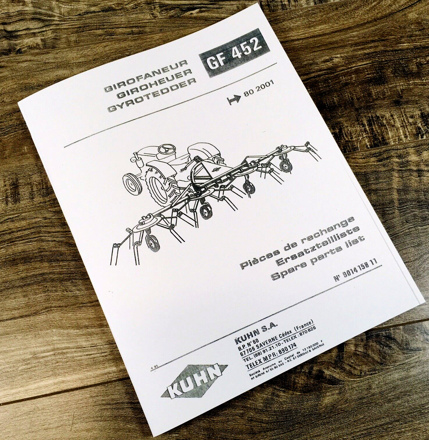 Kuhn GF452 Gyrotedder Parts Manual Catalog Book Assembly Schematics