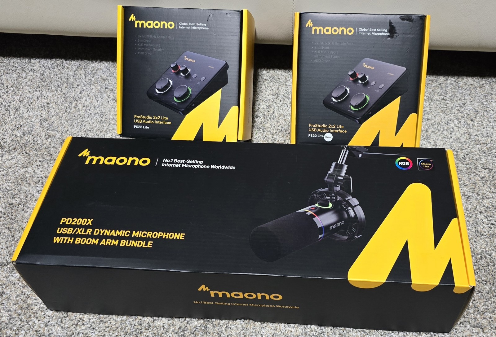 Maono Set Ps22lite Pd200x Open Box Never Used Audio Interface USB Xlr Microphone