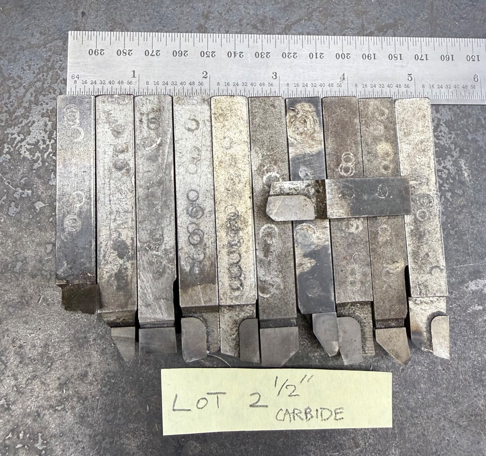Vintage Lathe Tool Bits  Lot of  (11)   1/2" Carbide Tipped Various Brands