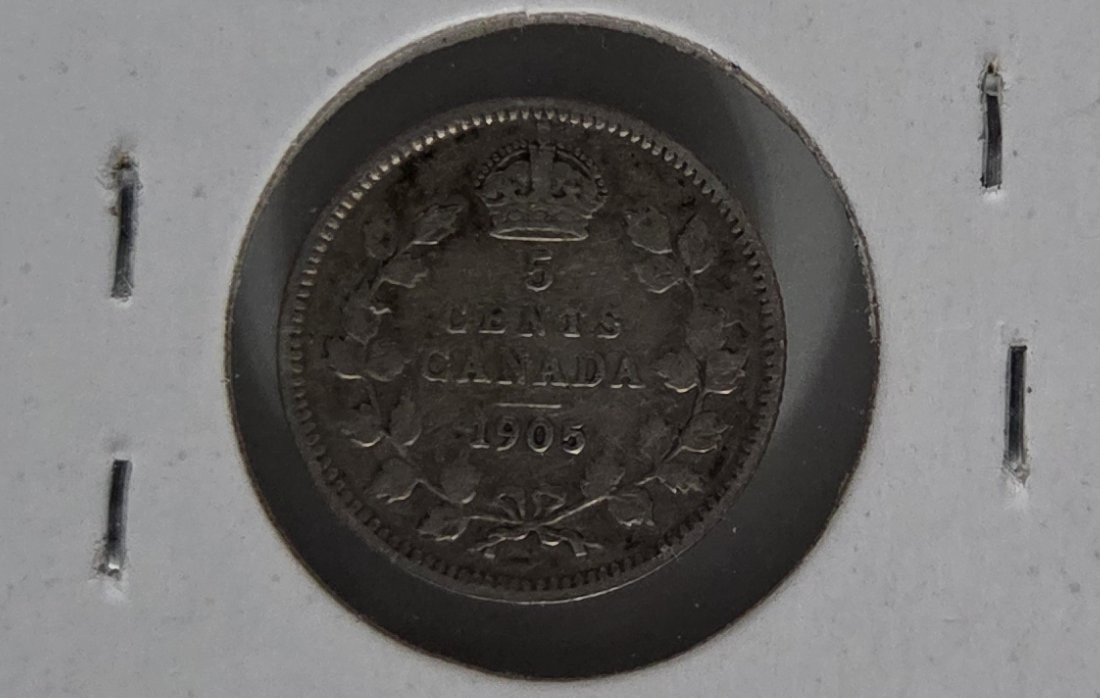 1905 Canada 5 cents coin Silver ASW 0.0346