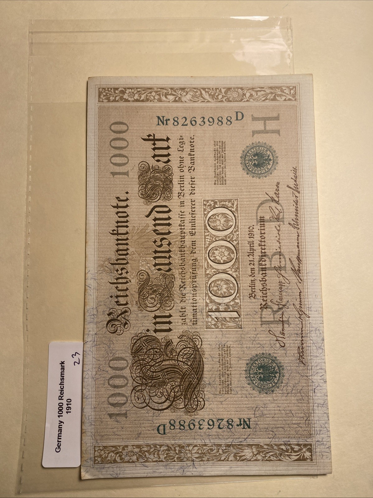 Germany 1910 1000 Marks ( Pictured Is The Note You Will Receive) Free Shipping
