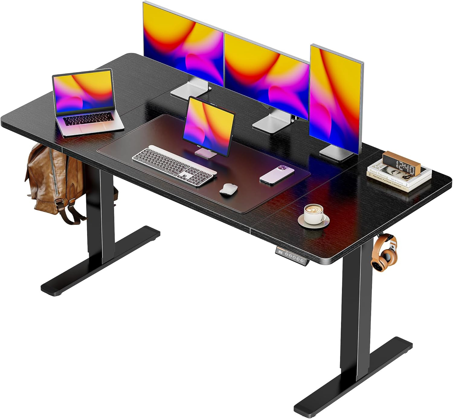Black Electric Height Adjustable Standing Desk for Home Office - Large Size