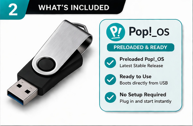 Pop!_OS LTS Bootable USB Drive 64 Bit Latest Linux Live Installer Fast Setup