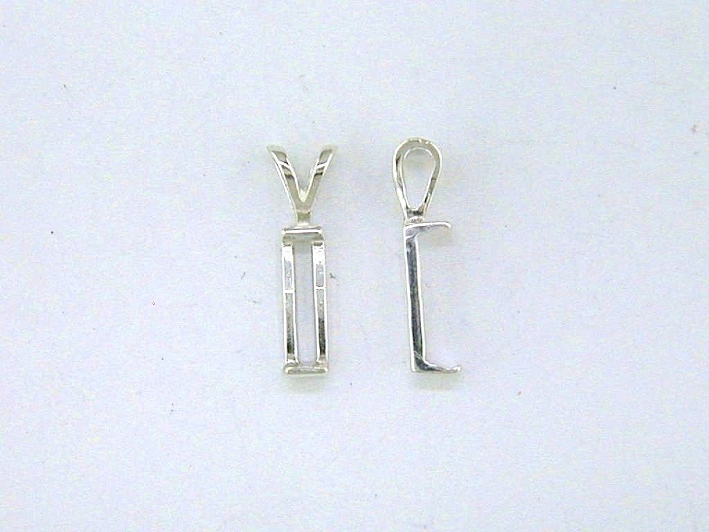 Shallow Baguette Pendant Setting Sterling Silver