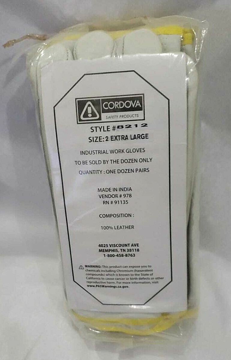 12 ~ Cordova 8212 Unlined Standard Grain Cowhide Leather Driver Roper Gloves
