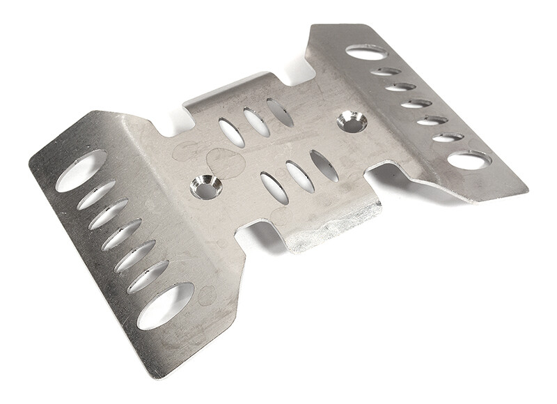 Realistic Stainless Steel Center Skid Plate for Axial SCX10 III Crawler - Silver