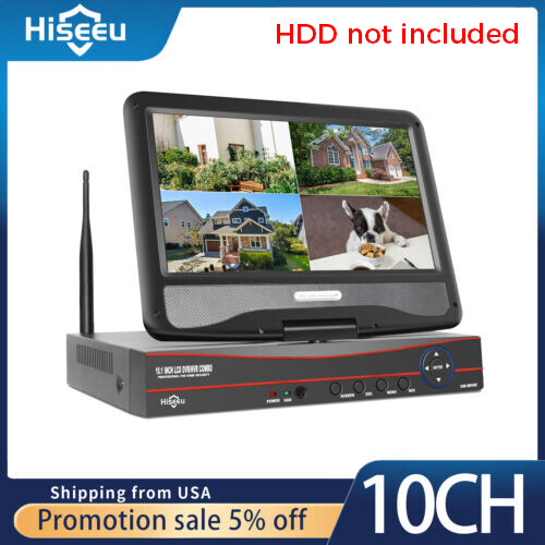 10''LCD WiFi Surveillance NVR 10Channel Network Video Recorder For EseeCloud APP