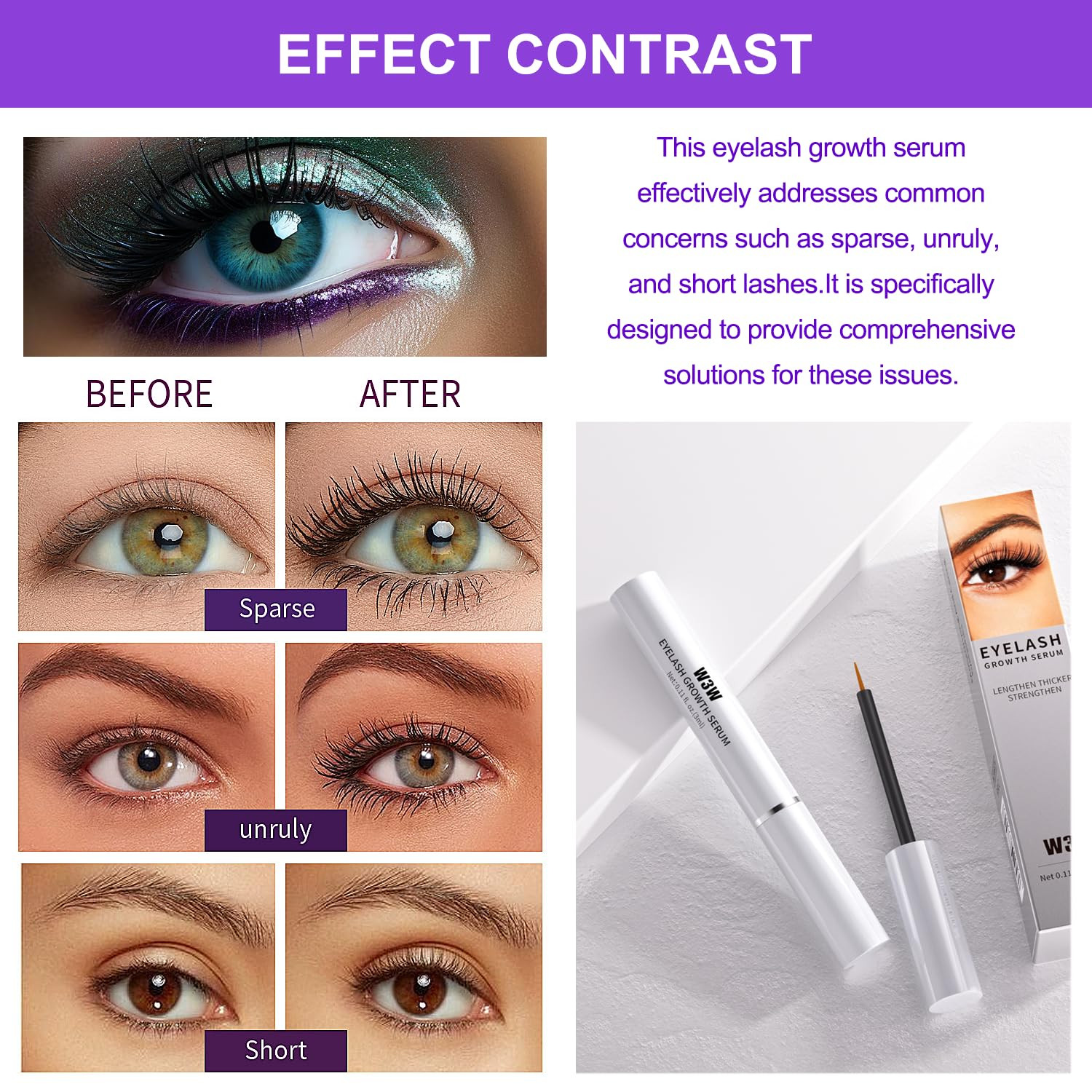 Lash Serum- Rapid Eyelash Growth Serum for Tronger, Healthier Lashes & Brows, Ve