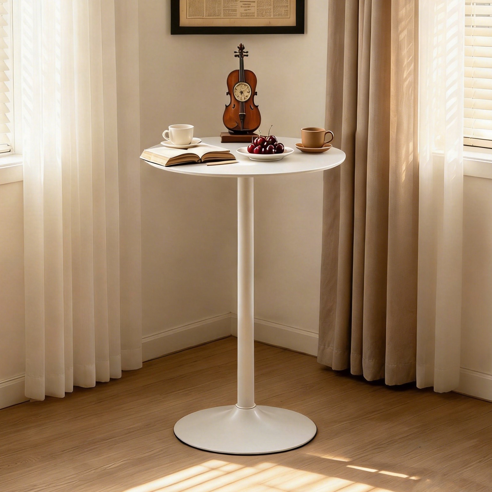 24 in Round Bar Table Modern Dining Table Dining Table Coffee Table - White