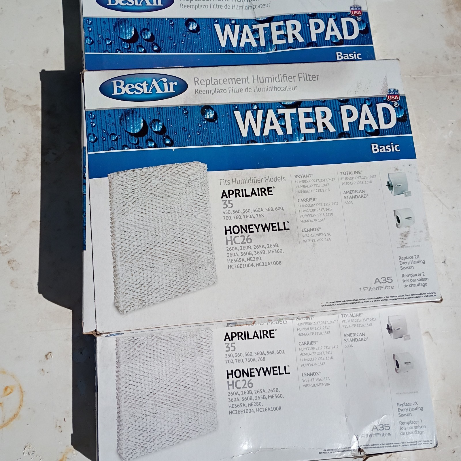 Lot Of 3 Bestair Replacement Humidifier Filter Water Pad A35