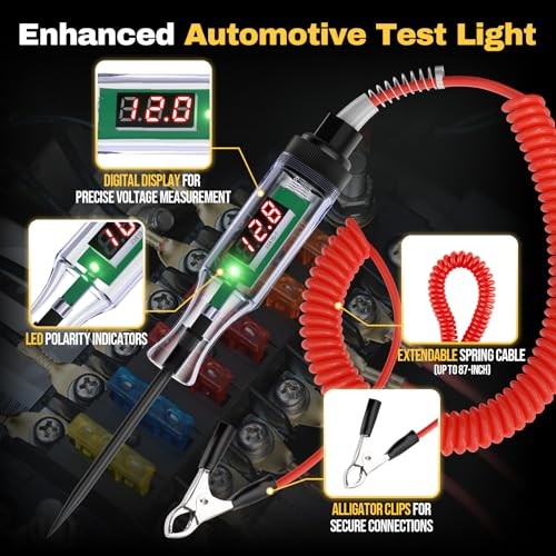 Automotive Test Light - 3V-48V Digital Fuse Tester - Automatic