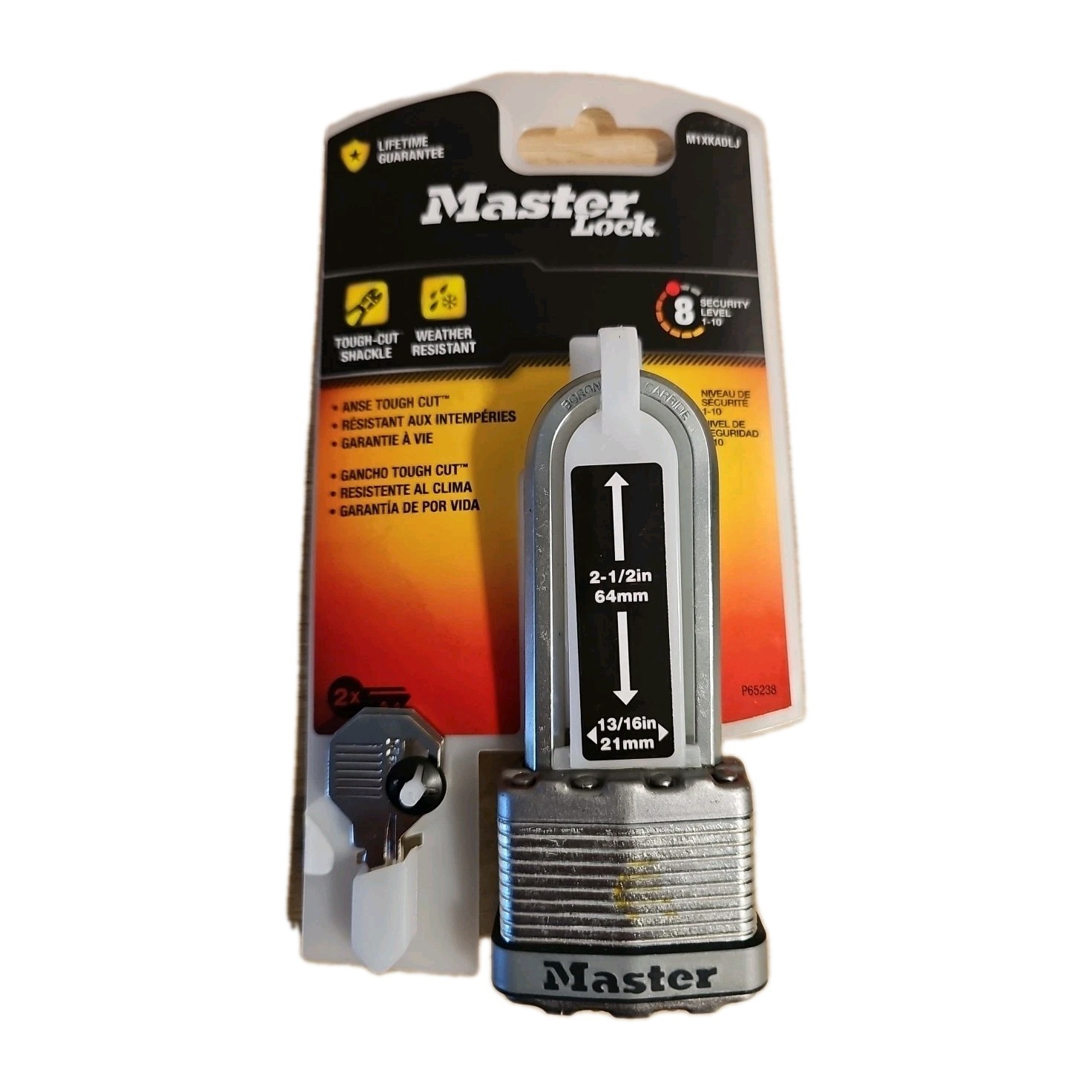 M1XKADLJ Master Lock 1-3/4" Wide 2 1/2"  Long Shackle Steel Padlock New