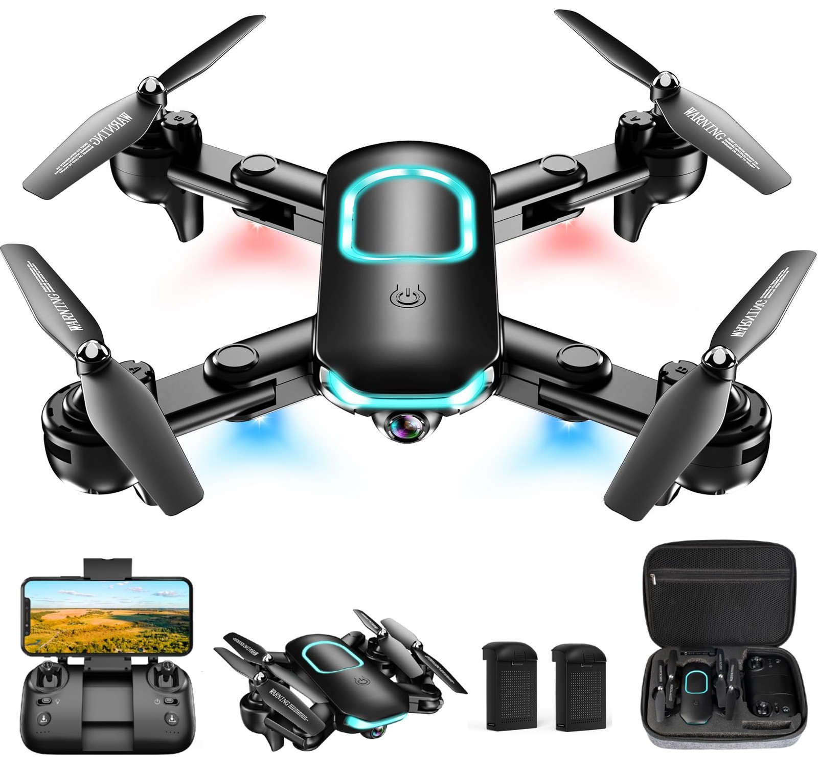 Drone with 1080P Camera, Foldable for Beginners Light, Obsidian