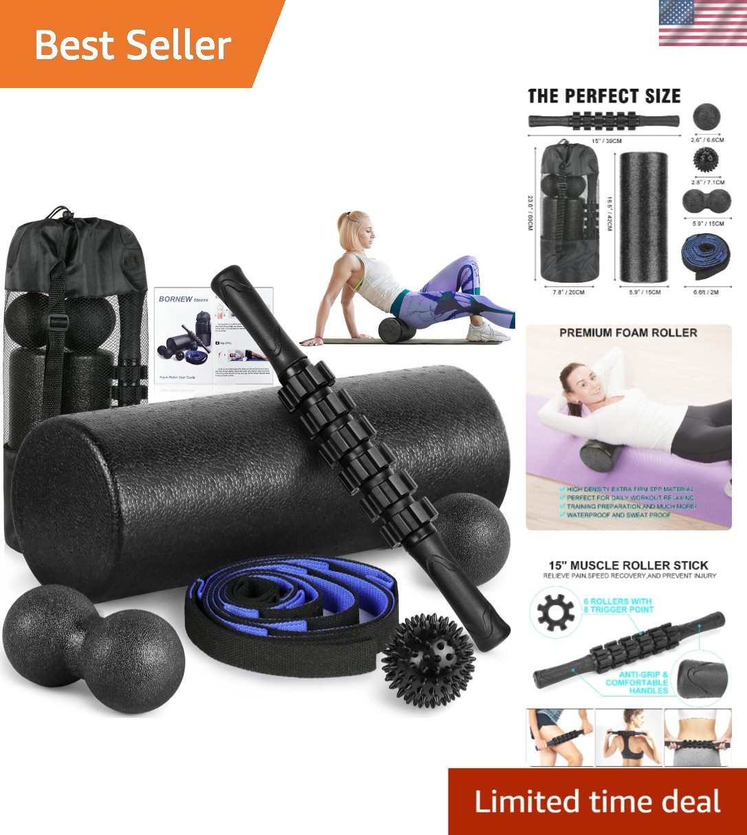 Foam Roller and Massage Tools Set for Enhanced Performance & Flexibility
