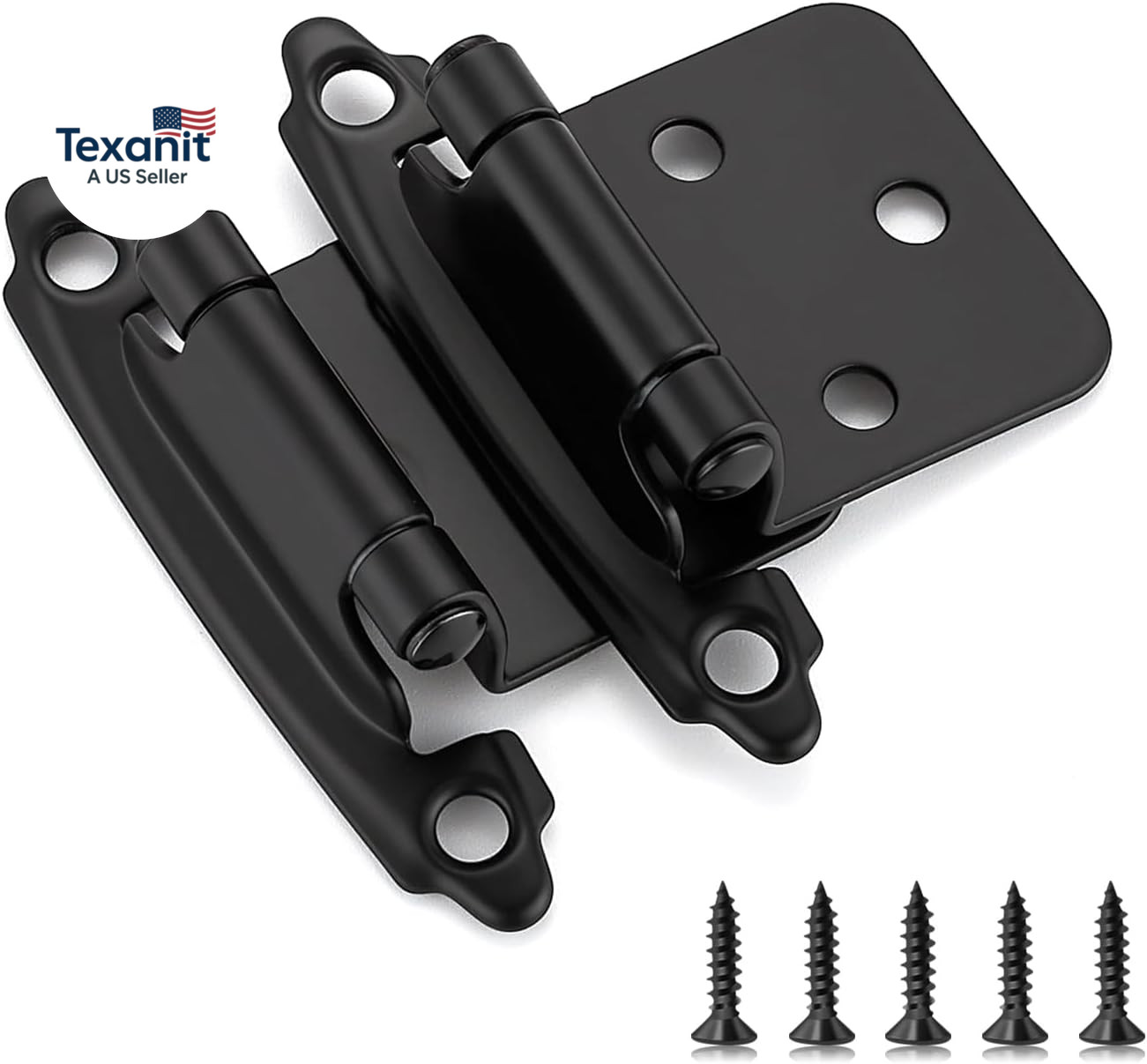 60 Pack (30 Pairs) 1/2" Overlay (Variable) Cabinet Hinges, Self-Closing Semi-Con