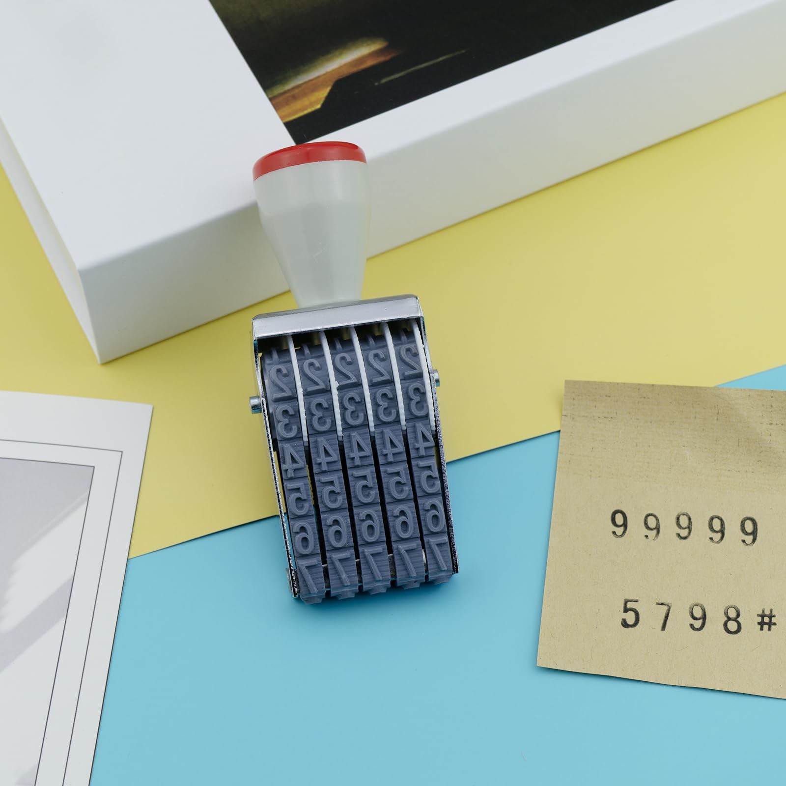 5 Digit Number Stamp by ,Rubber Changeable Office Date Stamp Rotating Adjusta