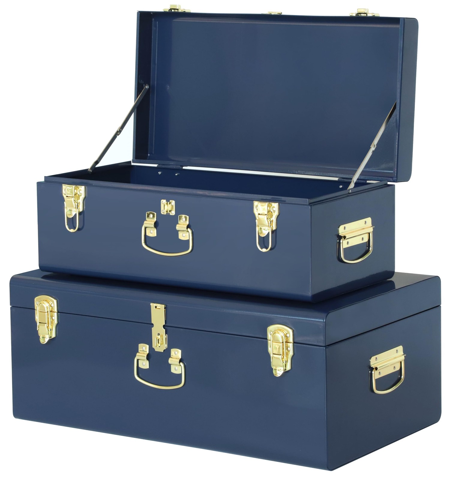 Vixdonos Decorative Large Metal Box Storage 23.7X14.2X9.5 Inches, Dark Blue