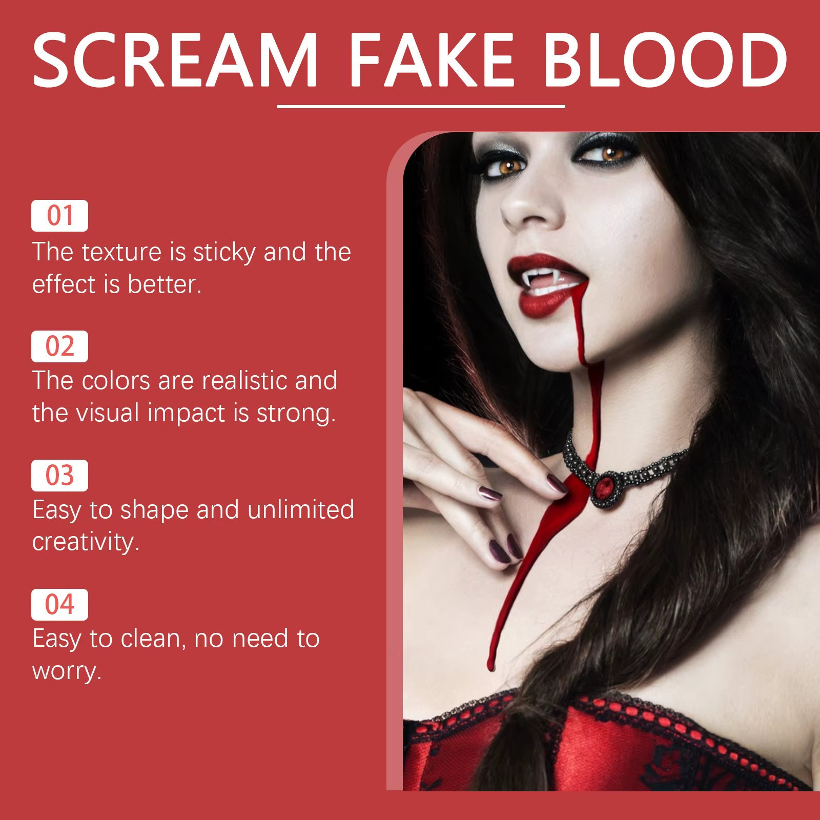 Halloween Fake Blood Washable Bloody for Costume Halloween Vampire Makeup Fake B
