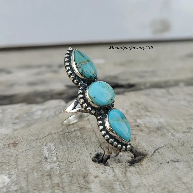 Mohave Turquoise Ring, 925 Sterling Silver Ring, Handmade Ring, Gemstone Ring,