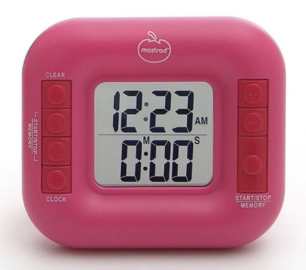 NEW Pink Orka Dual Digital Timer 12-hour Clock Stopwatch Tracks 2 Simultaneously