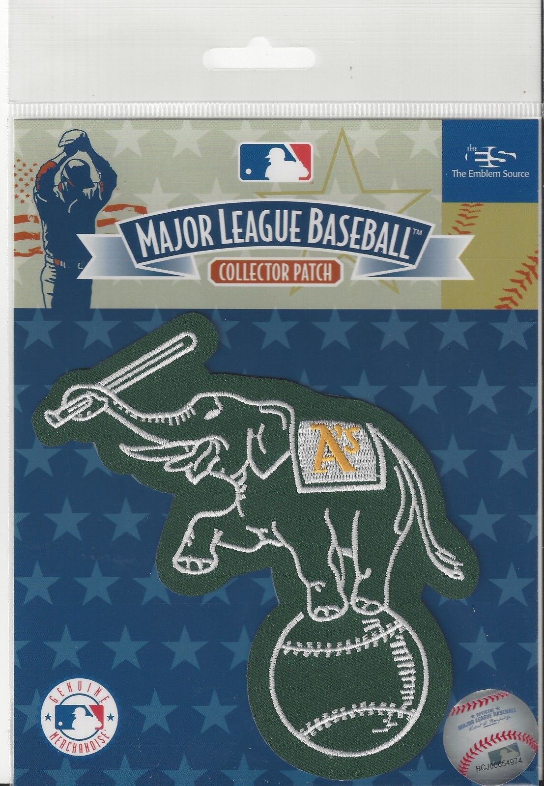 Oakland A's Green Elephant on Ball SLEEVE Patch Official Logo Pkg 4 1/2" x 4 1/2
