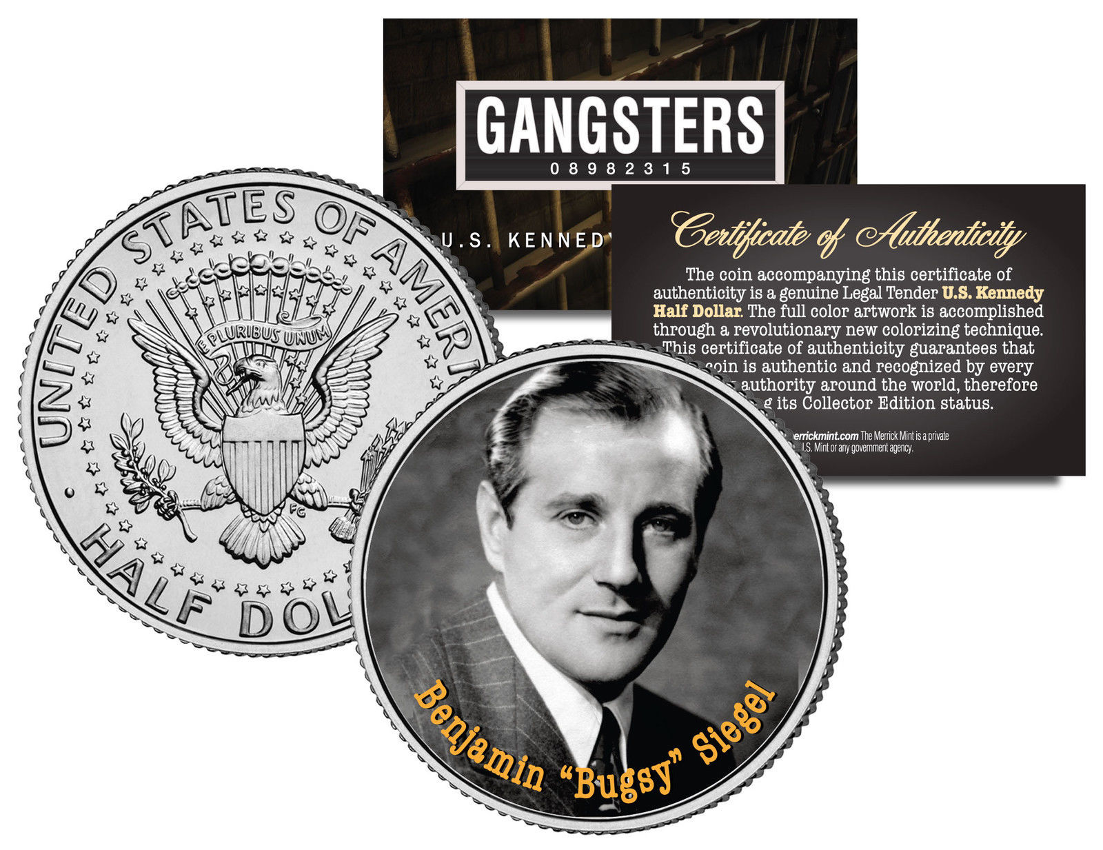BENJAMIN "BUGSY" SIEGEL * Gangster Series * JFK Kennedy Half Dollar U.S. Coin